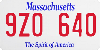 MA license plate 9ZO640