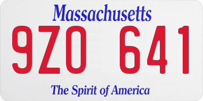 MA license plate 9ZO641