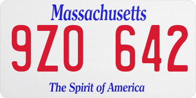 MA license plate 9ZO642