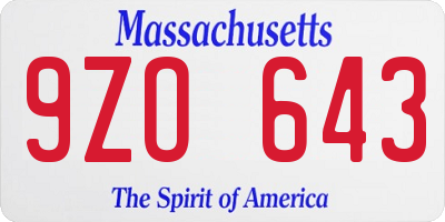 MA license plate 9ZO643