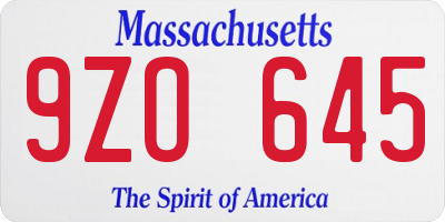 MA license plate 9ZO645