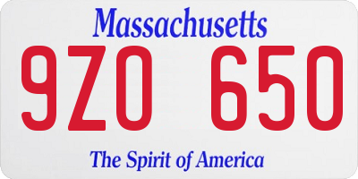 MA license plate 9ZO650