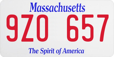 MA license plate 9ZO657