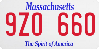 MA license plate 9ZO660