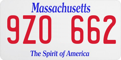 MA license plate 9ZO662