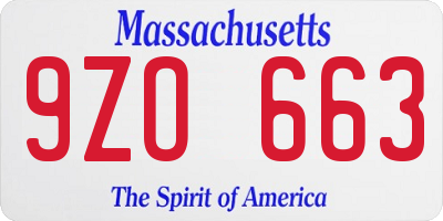 MA license plate 9ZO663