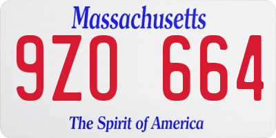 MA license plate 9ZO664