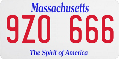MA license plate 9ZO666