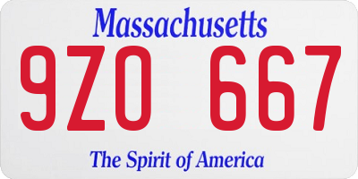 MA license plate 9ZO667