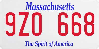 MA license plate 9ZO668