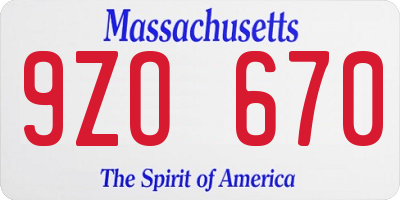 MA license plate 9ZO670