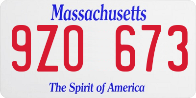 MA license plate 9ZO673