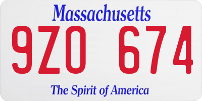 MA license plate 9ZO674