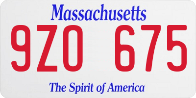 MA license plate 9ZO675