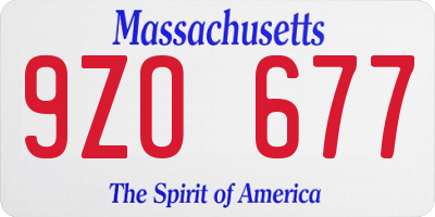 MA license plate 9ZO677