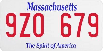 MA license plate 9ZO679