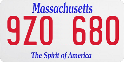 MA license plate 9ZO680