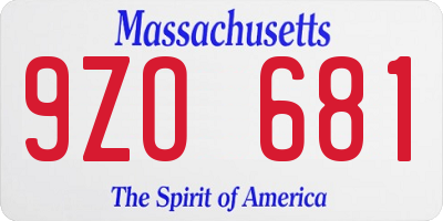 MA license plate 9ZO681