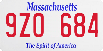 MA license plate 9ZO684