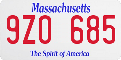 MA license plate 9ZO685
