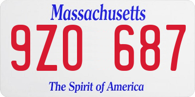 MA license plate 9ZO687