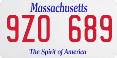 MA license plate 9ZO689