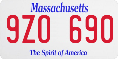 MA license plate 9ZO690