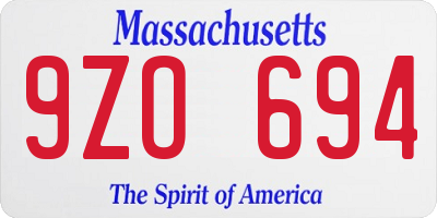 MA license plate 9ZO694