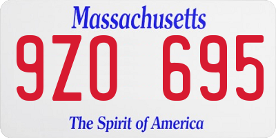 MA license plate 9ZO695