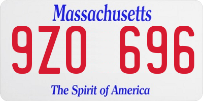 MA license plate 9ZO696