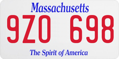 MA license plate 9ZO698
