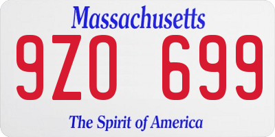 MA license plate 9ZO699