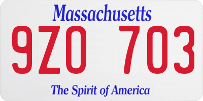 MA license plate 9ZO703