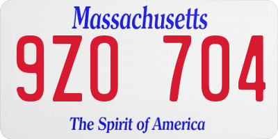 MA license plate 9ZO704