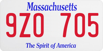 MA license plate 9ZO705