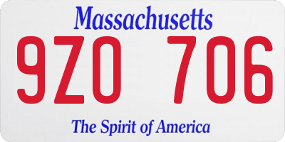 MA license plate 9ZO706