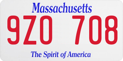 MA license plate 9ZO708