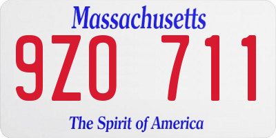 MA license plate 9ZO711