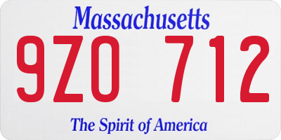 MA license plate 9ZO712