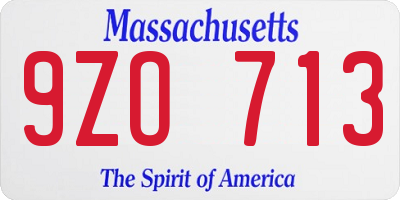 MA license plate 9ZO713