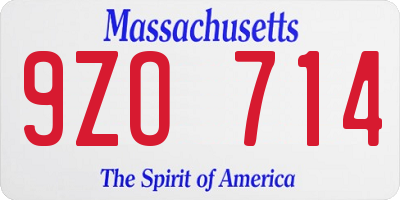 MA license plate 9ZO714