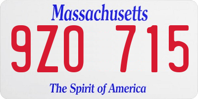 MA license plate 9ZO715