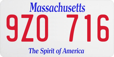 MA license plate 9ZO716