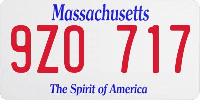 MA license plate 9ZO717