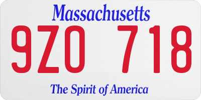 MA license plate 9ZO718