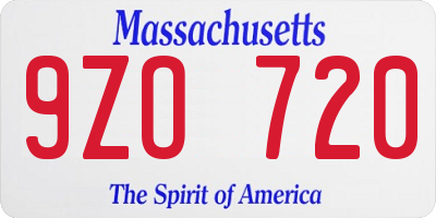 MA license plate 9ZO720