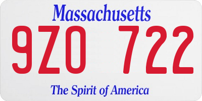 MA license plate 9ZO722