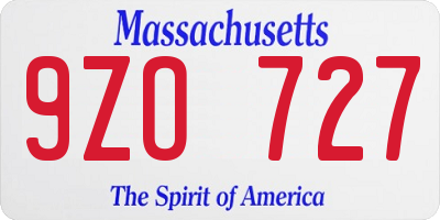 MA license plate 9ZO727