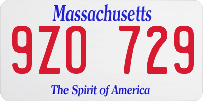 MA license plate 9ZO729