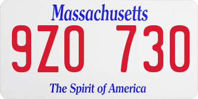 MA license plate 9ZO730